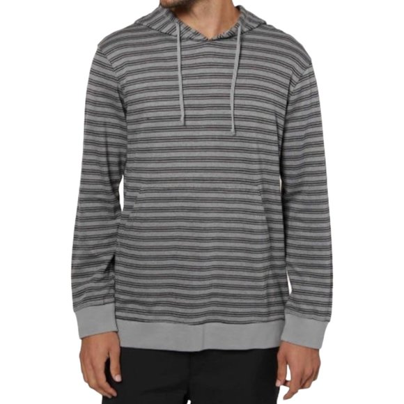 O'Neill Men's Lightweight Striped Hoodie, NWT, Gray Black, L - Picture 1 of 12